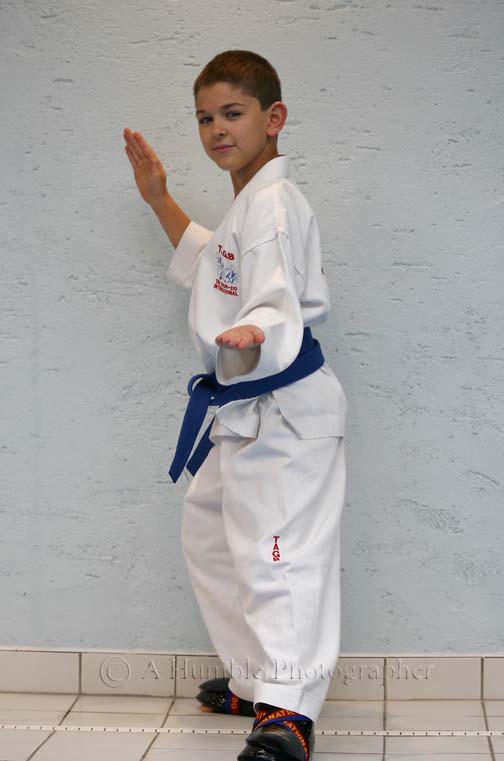 Harry practicing tae kwon do